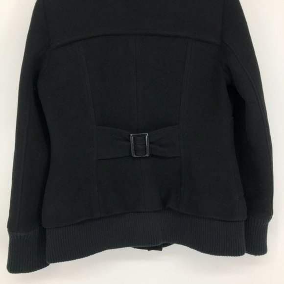 Soia and Kyo Black Wool blend Asymmetrical Buttoned Pea Coat womens Medium - Picture 10 of 15